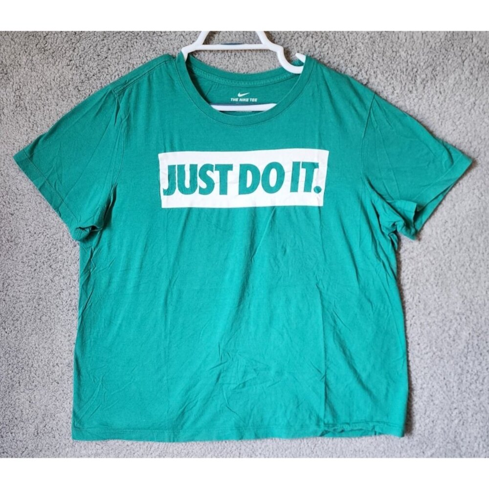 The Nike Tee Green "JUST DO IT" Logo Graphic T Shirt Size XL 100% Cotton